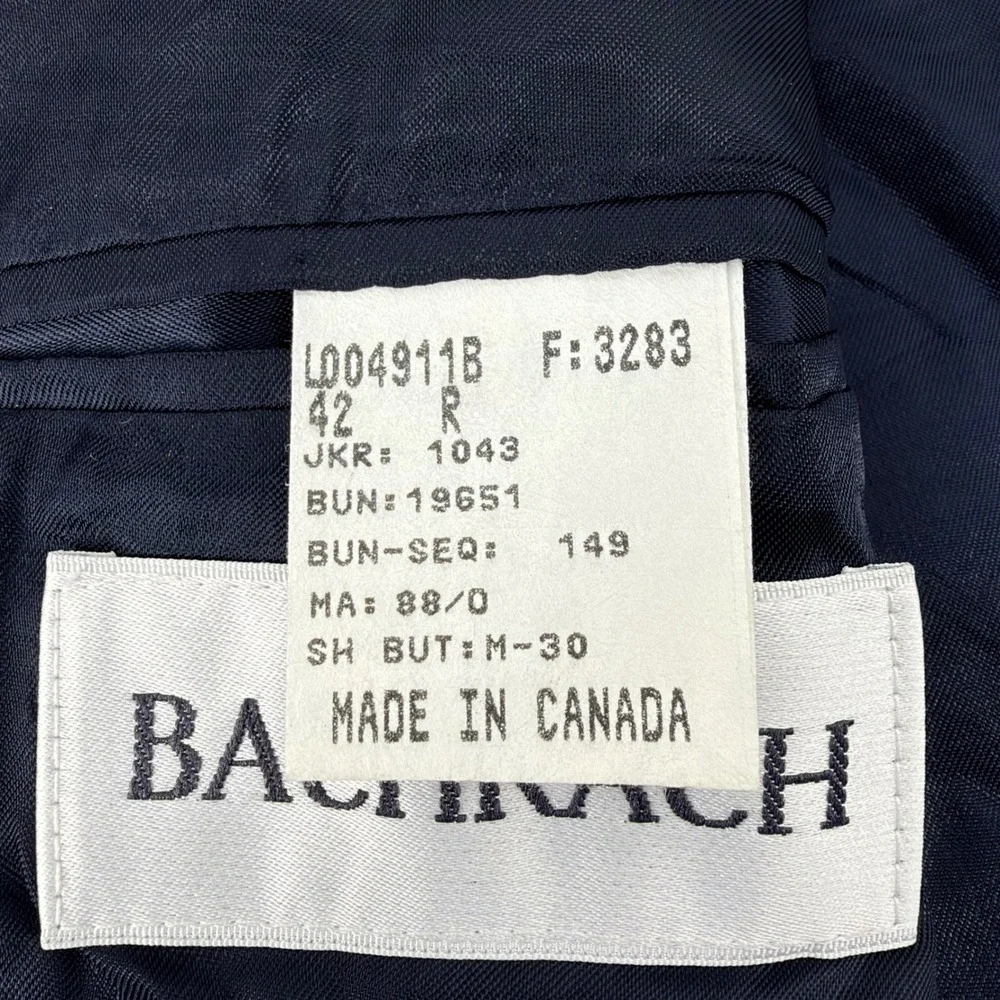Bachrach Vintage Micro-Check Two-Button Blazer Jacket 42R Navy Tan Canada